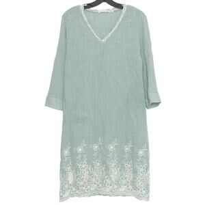 Soft Surroundings Dress Embroidered Gauzy Cottage Boho Minimalist Nautical XS GT